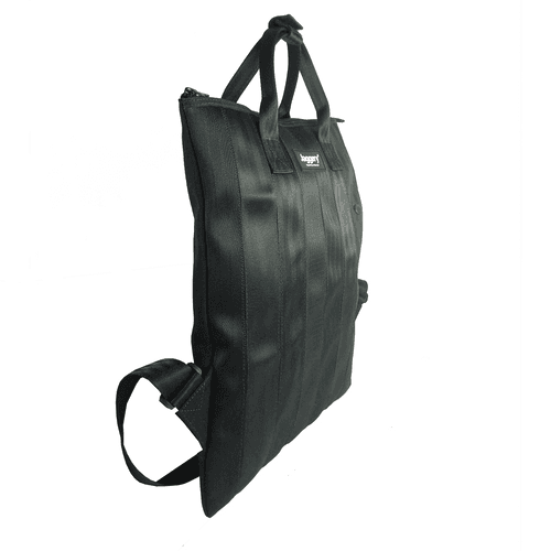 Noir Event Backpack in Rescued Car Seat Belts