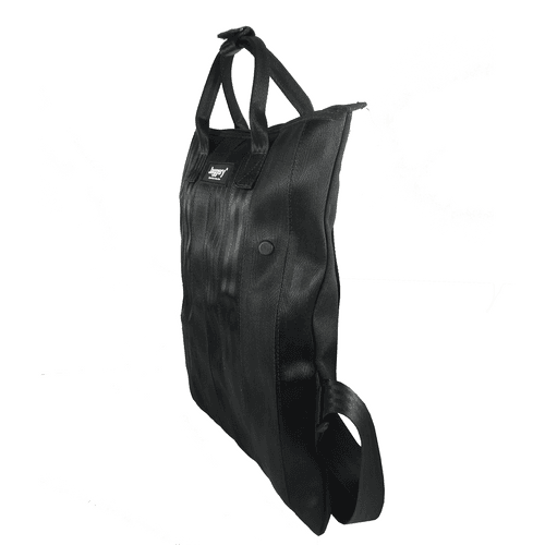 Noir Event Backpack in Rescued Car Seat Belts