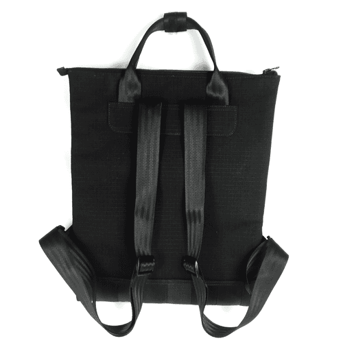 Noir Event Backpack in Rescued Car Seat Belts