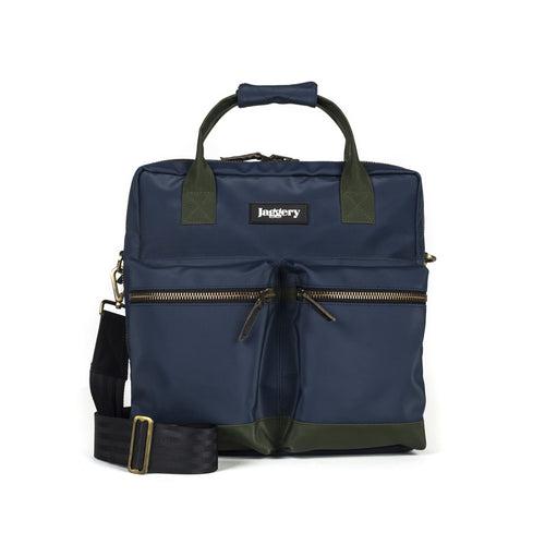 Pilot's Everyday Bag in Dark Blue & Olive Green [13" laptop bag]