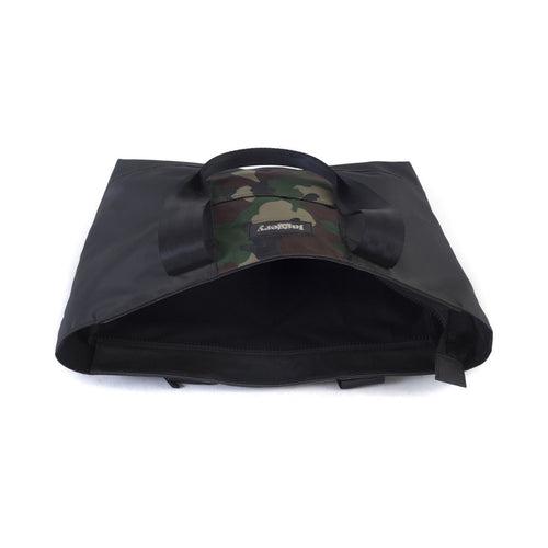 Festival Tote Bag in Black & Vintage Camo [long handle]