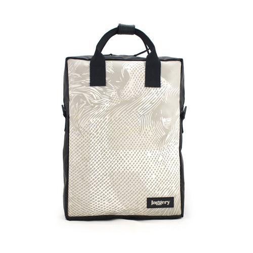 Mote One Backpack in Nietsche Print in White on Grey [15"laptop bag]