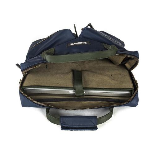 Pilot's Everyday Bag in Dark Blue & Olive Green [13" laptop bag]