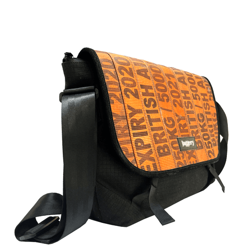 Serially Circular Doer's Messenger Bag in Ex-British Cargo Belts and Rescued Car Seat Belts [13" compatible]