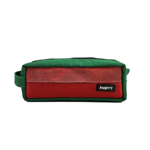 Travel Kit in Red and Green Decommissioned Cargo Belts (M)