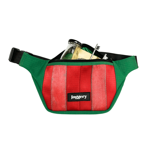 Portuguese Christmas Fanny Pack in Red and Green Decommissioned Cargo Belts