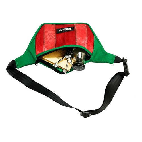 Portuguese Christmas Fanny Pack in Red and Green Decommissioned Cargo Belts