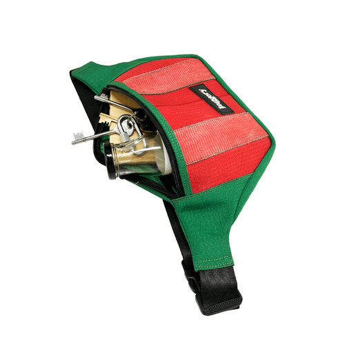 Portuguese Christmas Fanny Pack in Red and Green Decommissioned Cargo Belts