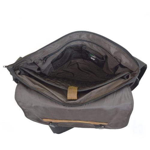 Black Cappuccino Doer's Messenger Bag in Black Canvas & Salvaged Nubuck  [15" Laptop Bag]