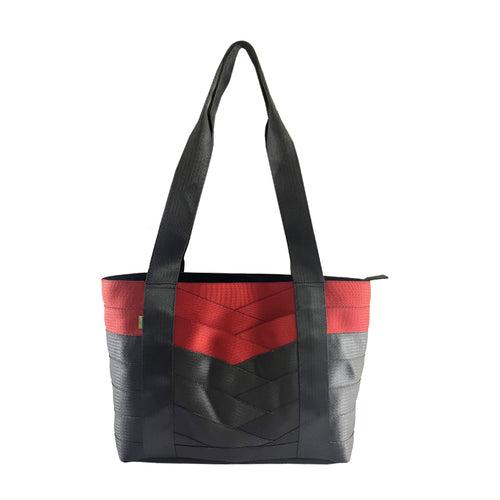 Surplus Red & Black Tote Bag in Cargo Belts and Car Seat Belts