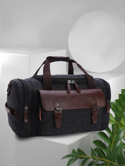 Charcoal Black Sustainable Canvas & Vegan Leather 40L Travel Duffle