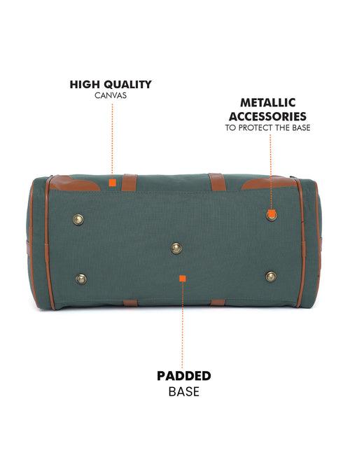 Pine Green Recycled Canvas & Vegan Leather Travel Duffle