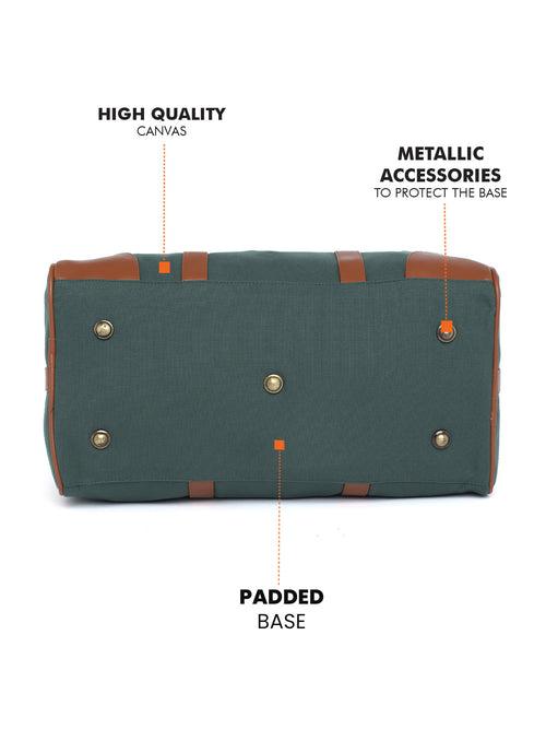 Forest Green Recycled Canvas & Vegan Leather Travel Duffle