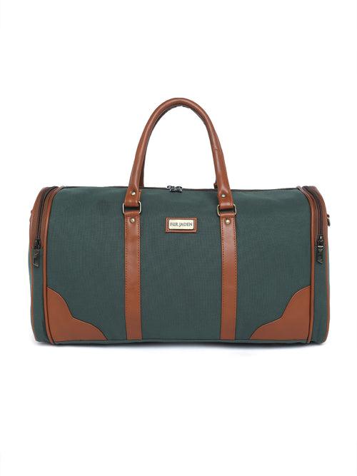 Pine Green Recycled Canvas & Vegan Leather Travel Duffle