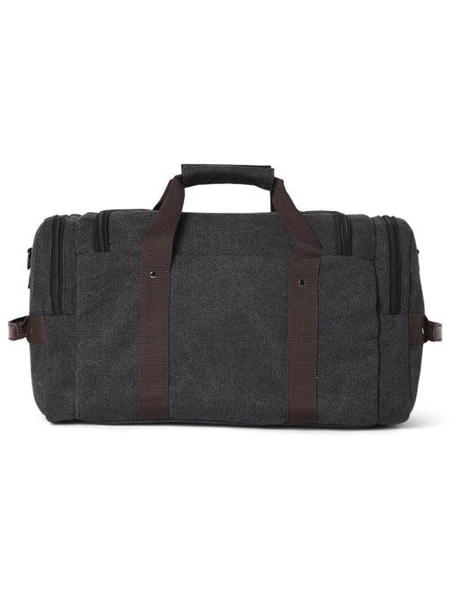 Charcoal Black Sustainable Canvas & Vegan Leather 40L Travel Duffle