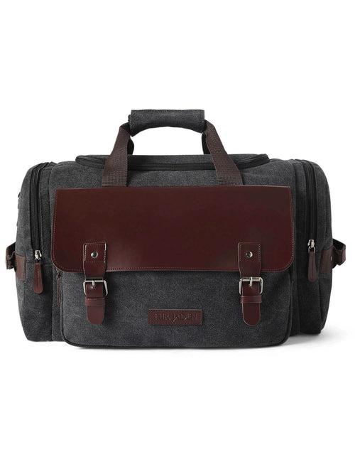 Charcoal Black Sustainable Canvas & Vegan Leather 40L Travel Duffle