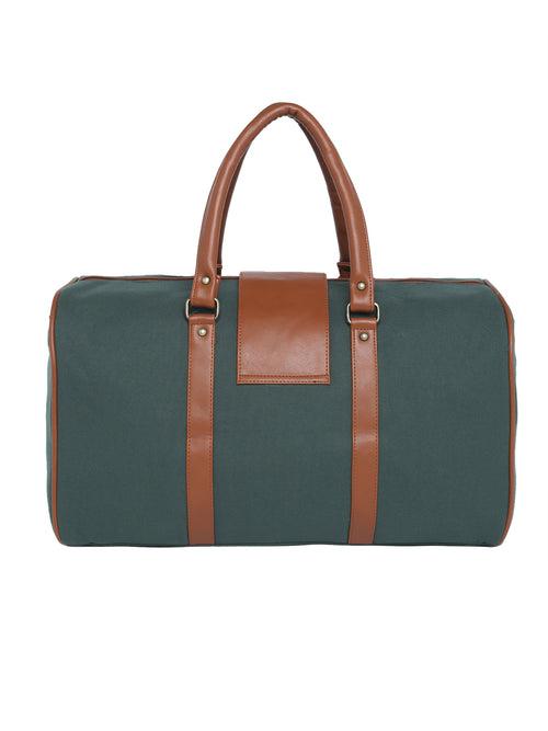 Forest Green Recycled Canvas & Vegan Leather Travel Duffle