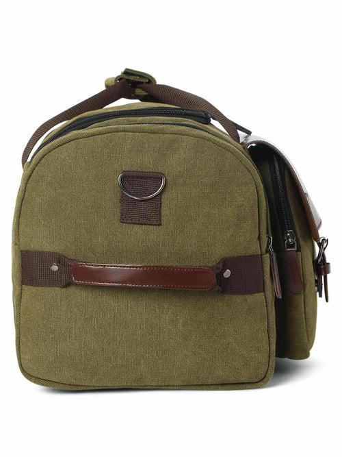 Forest Green Sustainable Canvas & Vegan Leather 40L Travel Duffle