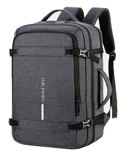 Grey Weekender Travel Laptop Backpack with Anti Theft Pocket