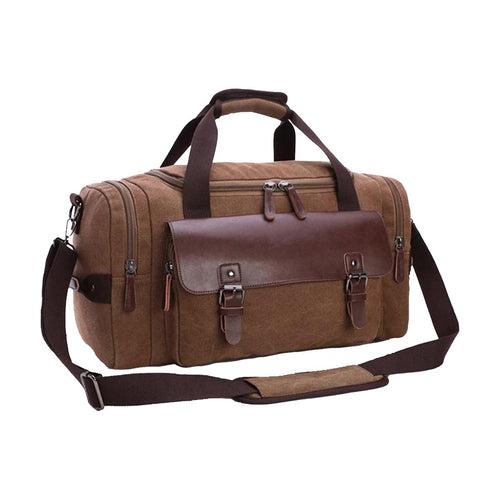 Brown Sustainable Canvas & Vegan Leather 40L Travel Duffle