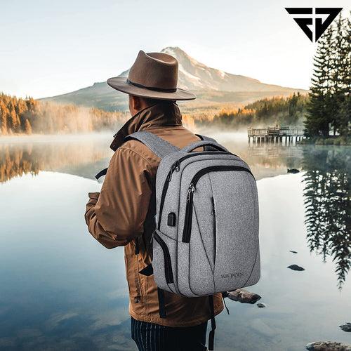 Grey Travel Laptop Backpack