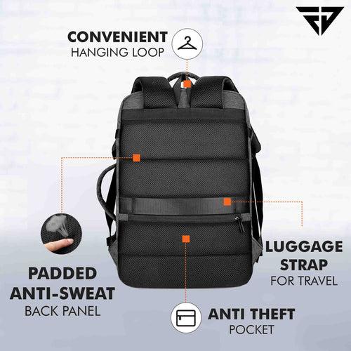 Grey Weekender Travel Laptop Backpack with Anti Theft Pocket