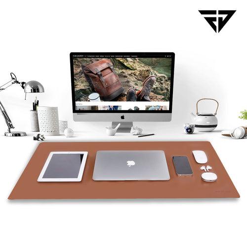 Reversible Red Tan Leatherette Desk Spread Mat