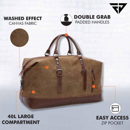 Brown Canvas 40L Travel Duffle