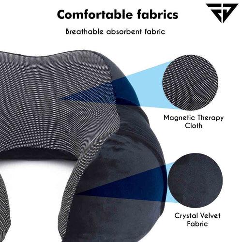 Black Memory Foam Travel Neck Support Pillow, Eye Mask, Noise Isolating EarPlugs Combo