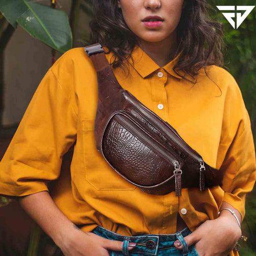 Brown Textured Fanny Pack