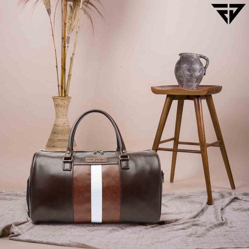 Brown Weekender Faux Leather Duffle