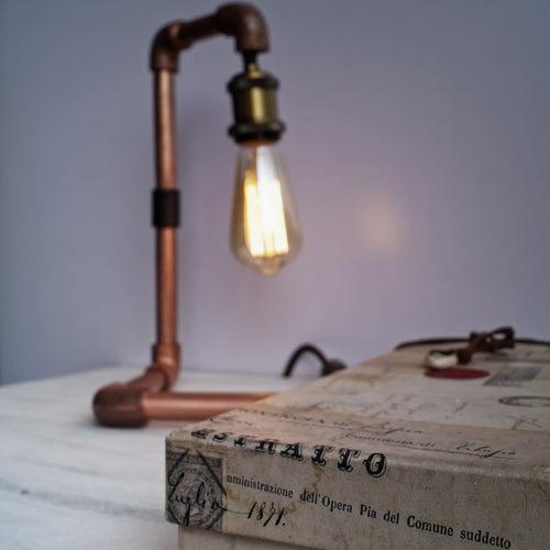 TPF109 Steampunk Style Industrial Bend Copper Desk Pipe Lamp