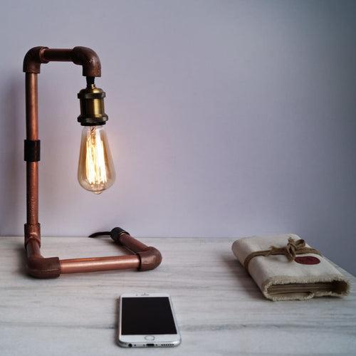 TPF109 Steampunk Style Industrial Bend Copper Desk Pipe Lamp