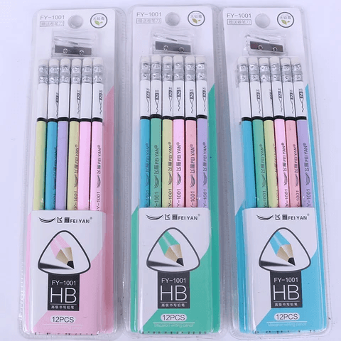 Colorful Macaron Pencil Set - Dual Tone Design (12 Pcs)