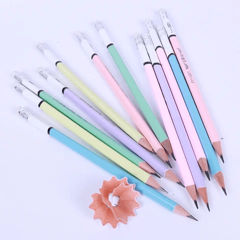 Colorful Macaron Pencil Set - Dual Tone Design (12 Pcs)