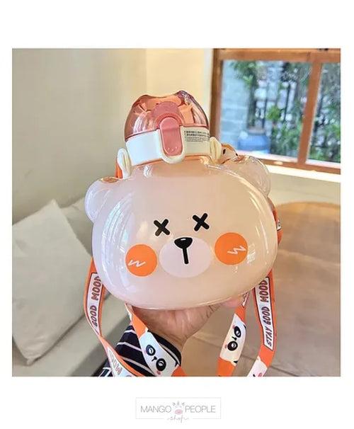 CUTE ROUND SHAPE 3D ANIMAL DESIGN WATER BOTTLE WITH STRAW - 1000ML