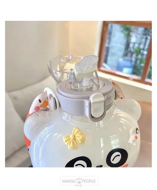 CUTE ROUND SHAPE 3D ANIMAL DESIGN WATER BOTTLE WITH STRAW - 1000ML