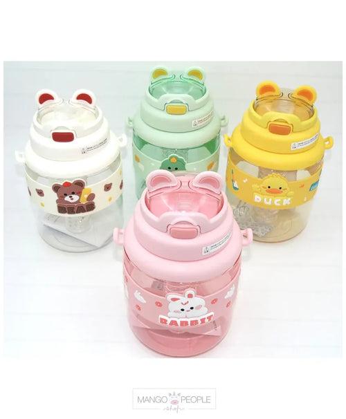 KAWAII CUTE ANIMALS ROUND WATER BOTTLE WITH FRUIT INFUSER PARTITION - 1100ML