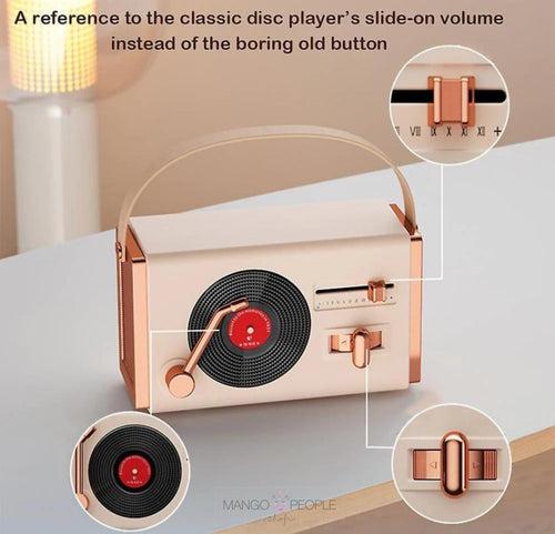 Retro Wireless Bluetooth Speaker With Classy Vinyl Record Player Style