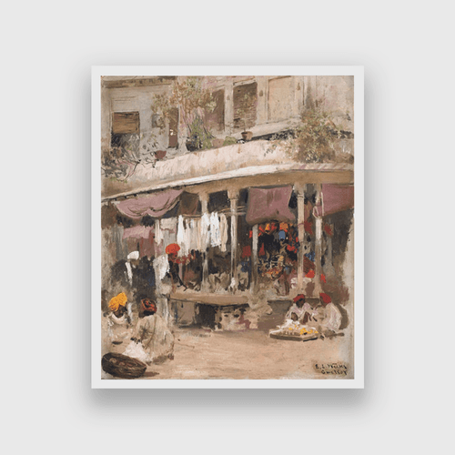 Edwin Lord Weeks a Market Scene in Gwalior Painting