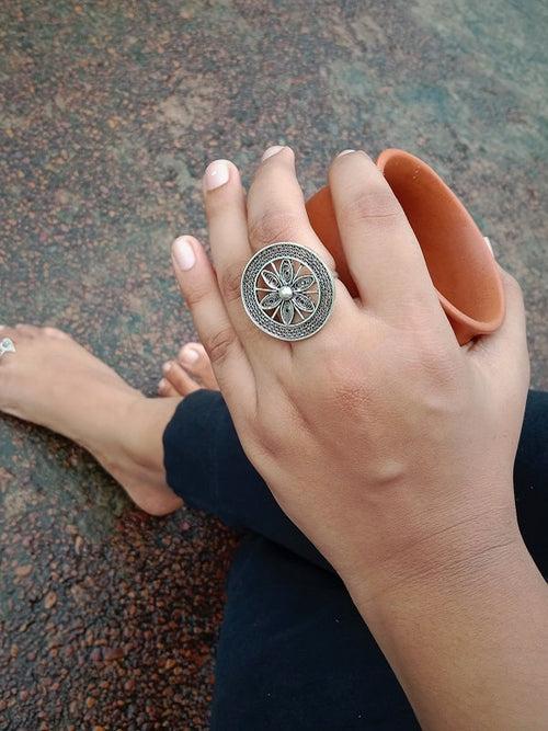 Oxidised Chakra Ring