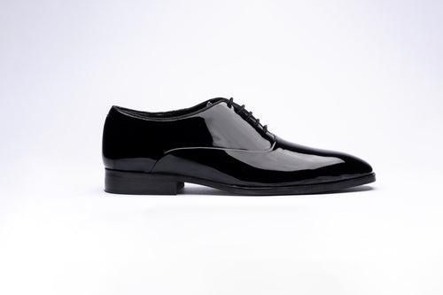 PATENT DERBY LACE-UP- BLACK