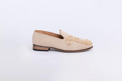 PAISLEY EMBROIDERY SLIP-ONS-BEIGE