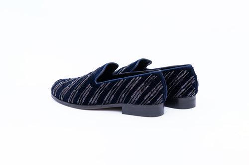 ASYMMETRIC EMBROIDERY SLIP-ONS-BLUE