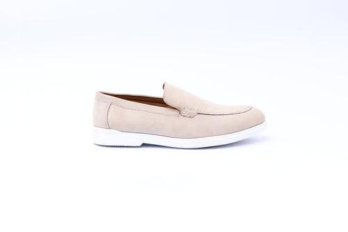 SUEDE SLIP-ONS WITH THREAD DETAIL- OFF WHITE