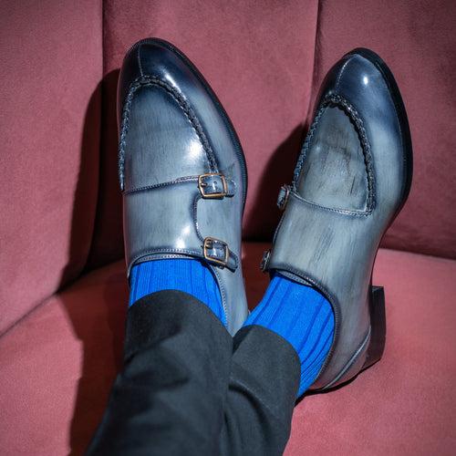 MONK STRAPS WITH TOE STITCH-GREY