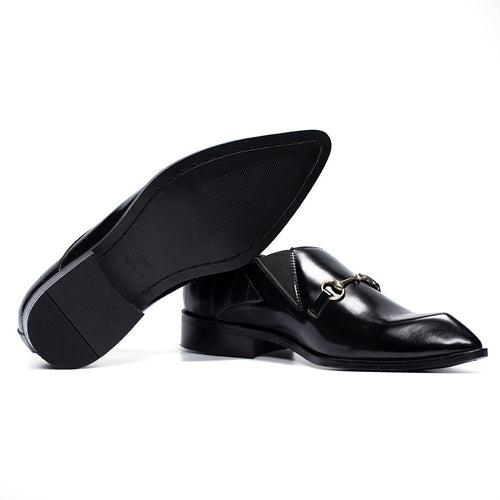 POINTED SLIP ON WITH BUCKLE- BLACK