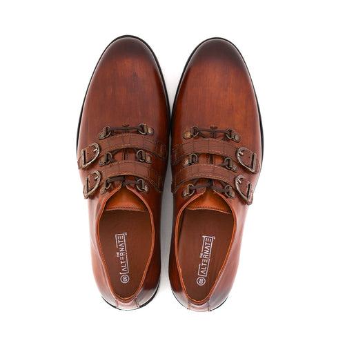 TAN LACE UPS WITH PATINA FINISH - HEIGHT ELEVATION
