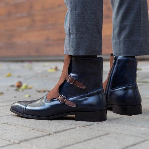 MONK STRAP BOOTS WITH SUEDE STRAP