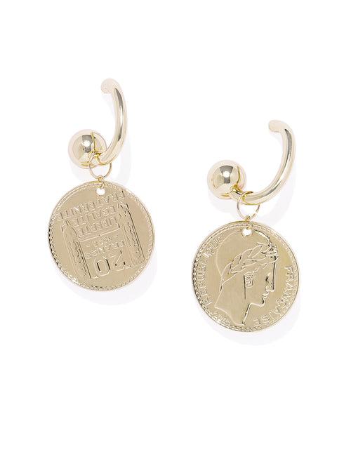 Roman Coin Gold Earrings